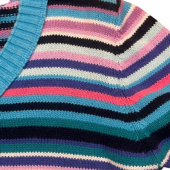 Vintage Old Navy Girls Large 10-12 Colorful Long Sleeve Y2K V Neck Sweater - Picture 1 of 6